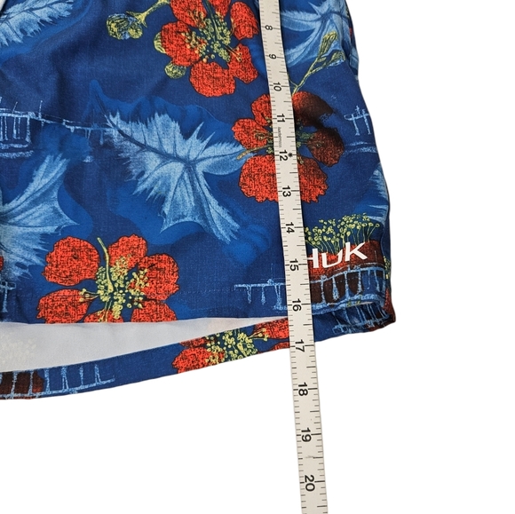 Huk Floral Tropical Hawaiian Swim Trunks Mesh Lined Blue Men's Size Large EUC - Picture 13 of 13